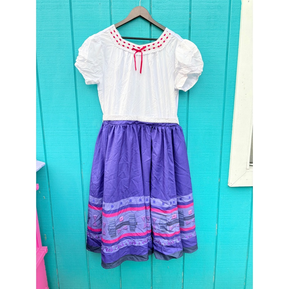 Disney Encanto Mirabel Dress‎ women XL Purple White Puff Sleeve Luisa Costume